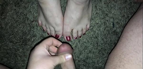  POV Cumshot on beautiful feet (Red Toes)